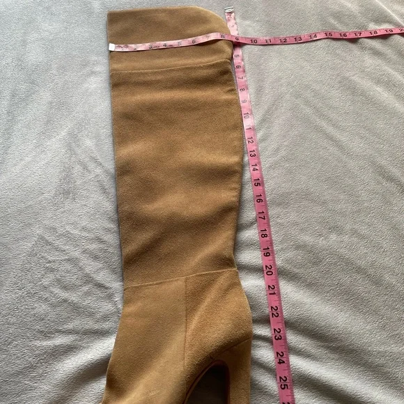Joie tan/beige suede over the knee stacked heel boots, size 39 1/2 - Picture 8 of 9